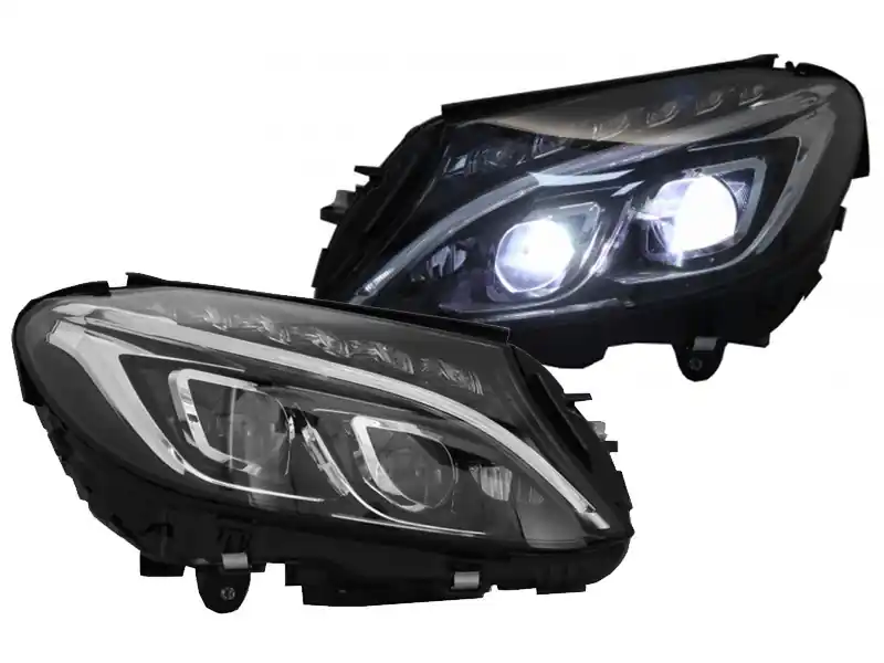 Set de faruri LED potrivit pentru Mercedes C-Class W205 2014-2018 cu bază neagră, stânga și dreapta Mai ieftin