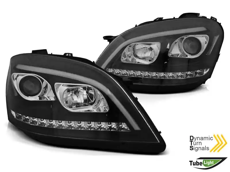 Disponibil imediat Set de faruri tuning potrivit pentru Mercedes ML W164 2005-2008 cu bază neagră, stânga și dreapta
