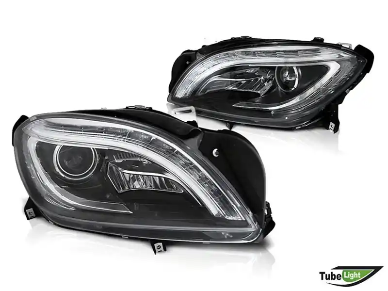 Plată sigură Set de faruri de tuning potrivit pentru Mercedes ML W166 2011-2015 cu bază neagră, stânga și dreapta