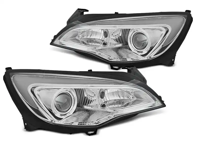 Preț redus Set de faruri de tuning cromat cu lumini DRL potrivit pentru OPEL ASTRA J 2010-2015, stânga și dreapta