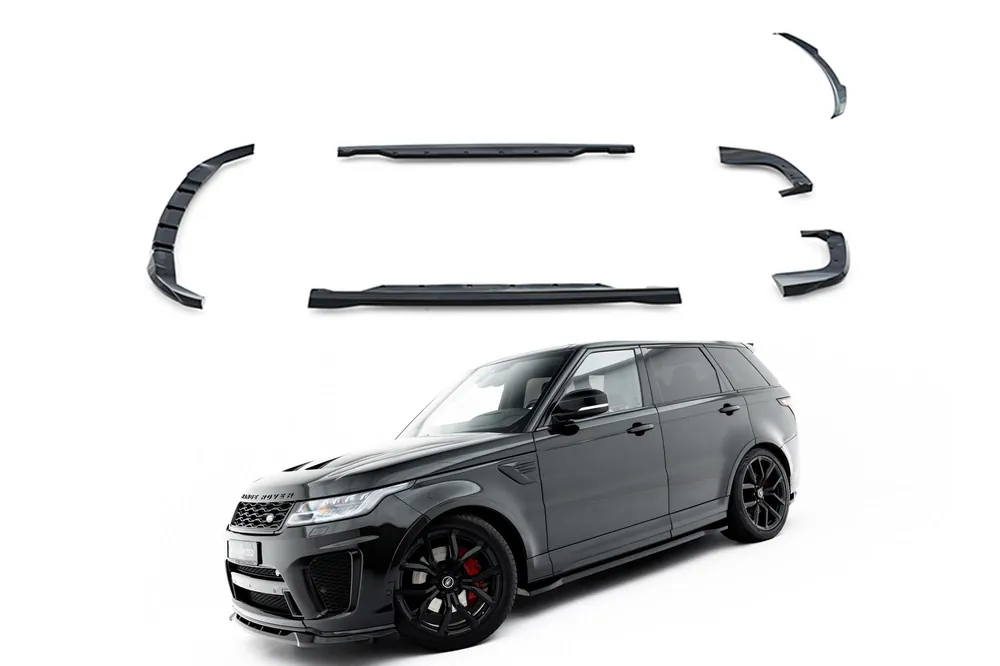 Kit de spoilere tip SVR Maxton Design pentru praguri, bara fata, bara spate si acoperis, potrivit pentru Land Rover Range Rover Mk2 Facelift 2018-2022, lac negru Reducere specială
