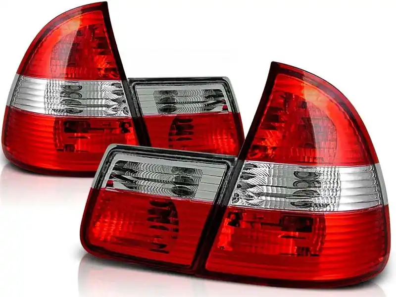 Popular Set de stopuri tuning potrivit pentru BMW E46 1999-2005 break cu bază roșie și albă, stânga și dreapta