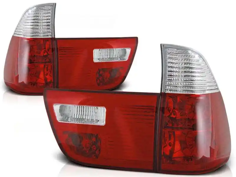 Popular Set de stopuri tuning potrivit pentru BMW X5 E53 09.1999-10.2003 cu bază roșie și albă, stânga și dreapta