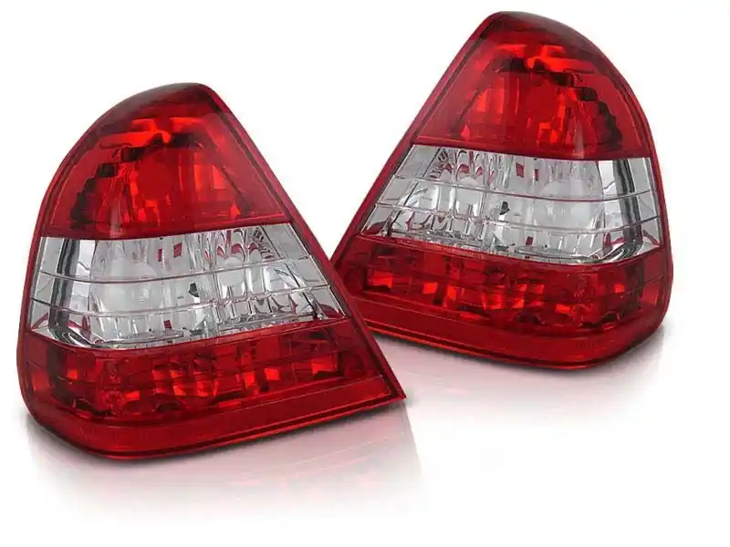 Set de stopuri tuning potrivit pentru Mercedes W202 C-Class 06.1993-06.2000 sedan cu bază roșie și albă, stânga și dreapta Preț mic