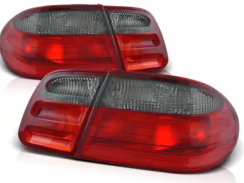 Set de stopuri tuning potrivit pentru Mercedes W210 E-Class 1995-03.2002 sedan cu bază roșie și fumurie, stânga și dreapta Nu rata