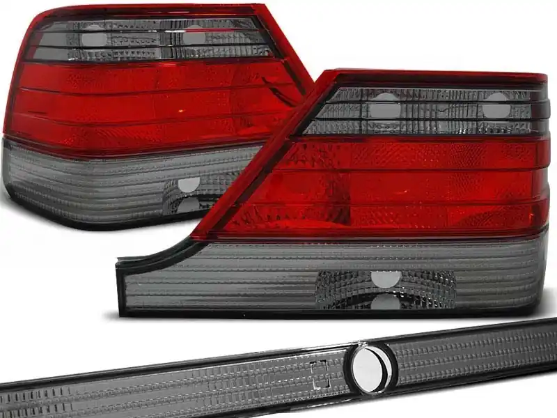 Mai ieftin Set de stopuri tuning potrivit pentru Mercedes W140 1995-10.1998 cu bază roșie și fumurie, stânga și dreapta