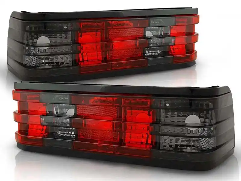 Set de stopuri de tuning potrivit pentru Mercedes W201/190 12.1982-05.1993 cu bază roșie și fumurie, stânga și dreapta Lichidare de stoc