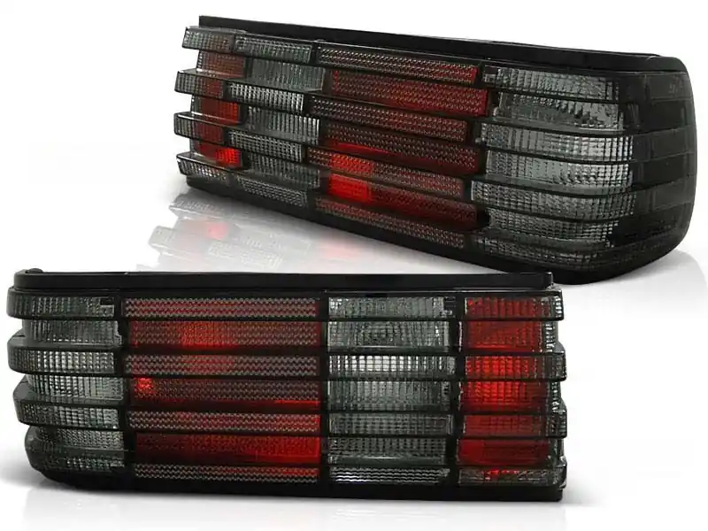 Set de stopuri tuning potrivit pentru Mercedes S-Class W126 1982-1993 cu bază roșie și fumurie, stânga și dreapta Reducere de preț
