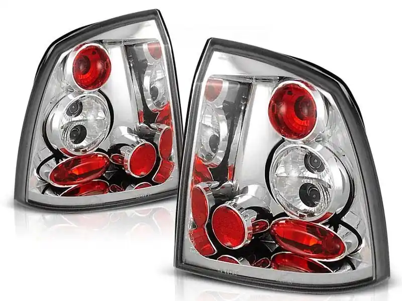 Set de stopuri tuning potrivit pentru Opel ASTRA G 09.1997-02.2004 sedan, cabrio, coupe cu bază cromată, stânga și dreapta Expediere rapidă