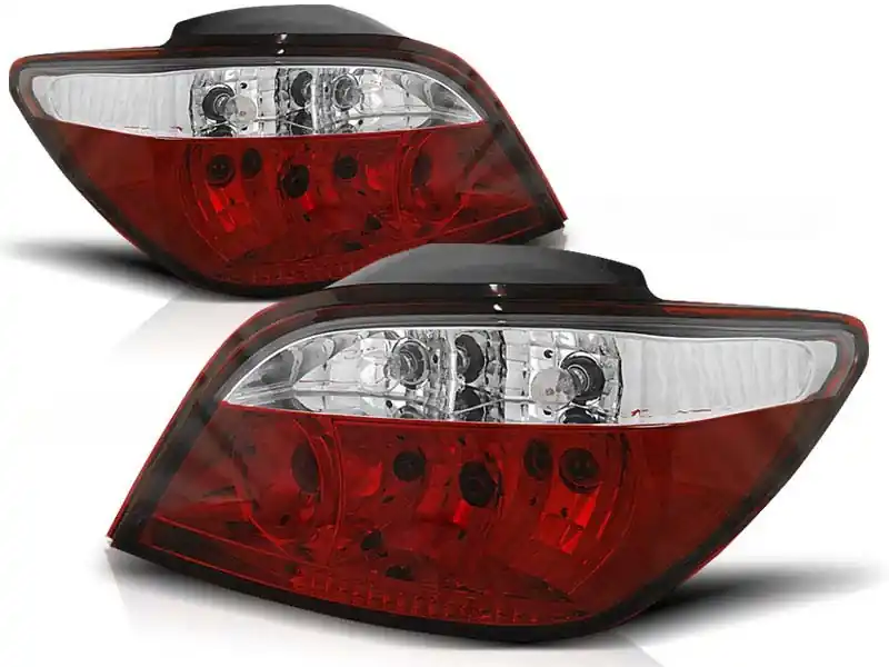 Set de stopuri tuning potrivit pentru Peugeot 307 04.2001-2007 3/5 uși cu bază roșie și albă, stânga și dreapta Calitate înaltă
