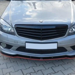 Super ofertă Spoiler Maxton Design potrivit pentru bara de protecție frontală A Design pe Mercedes C-Class W204 2007-2010, lac negru