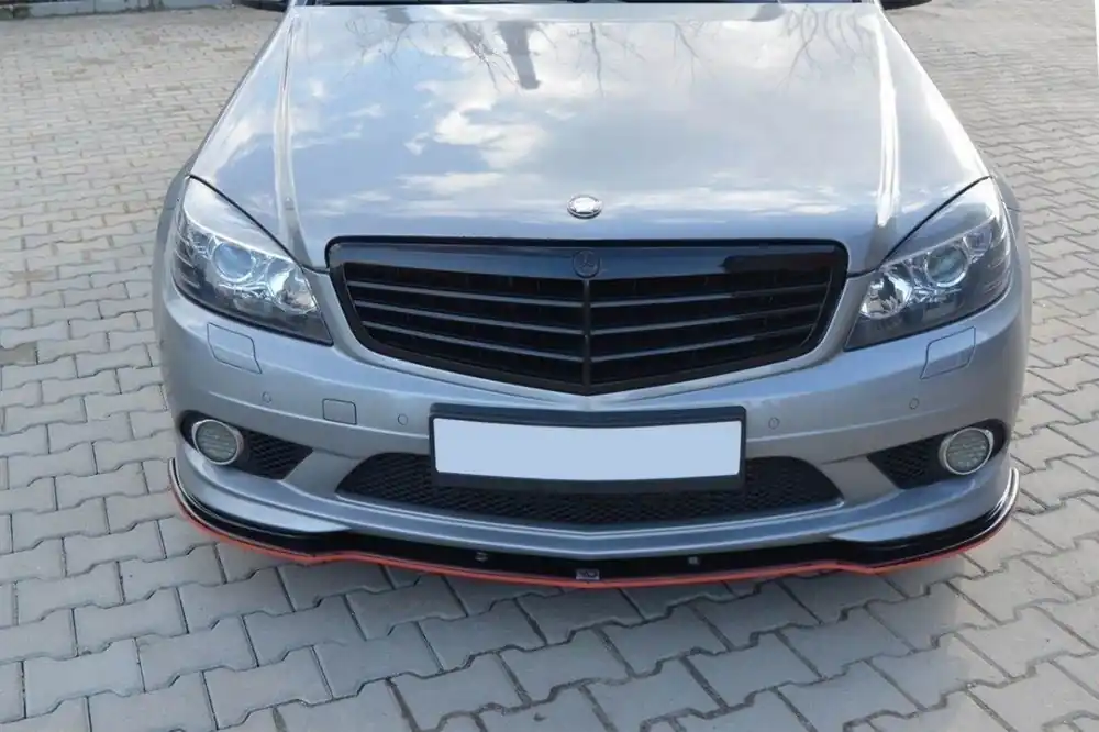 Super ofertă Spoiler Maxton Design potrivit pentru bara de protecție frontală A Design pe Mercedes C-Class W204 2007-2010, lac negru