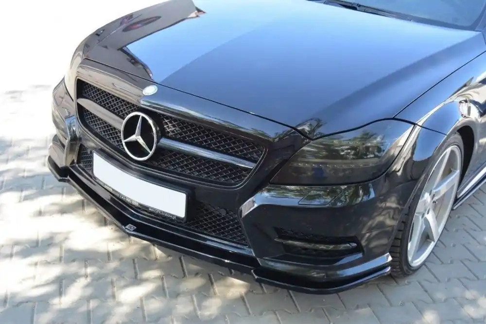 Spoiler Maxton Design potrivit pentru bara de protecție frontală A Design pe Mercedes CLS C218 2011-2014, lac negru Mai ieftin