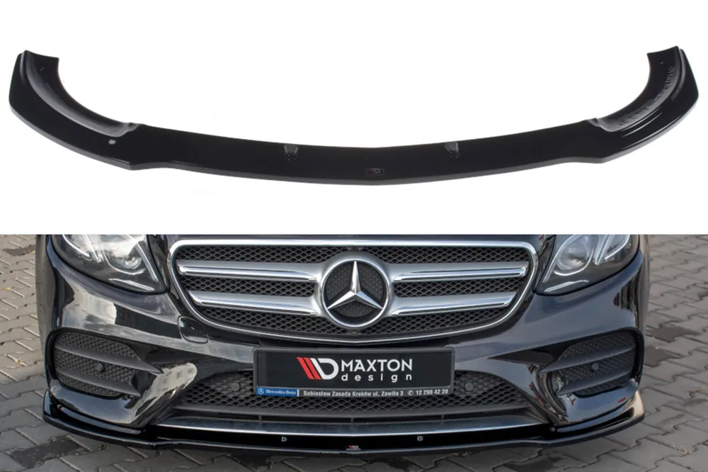 Spoiler Maxton Design potrivit pentru bara de protecție frontală A Design pe Mercedes E-Class, E43 W213 2016-2018, lac negru Preț promoțional