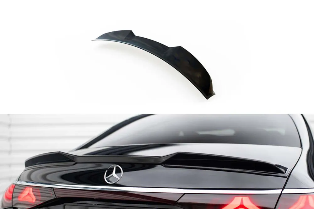 Promoție Spoiler Maxton Design potrivit pentru portbagajul Mercedes E-Class W214 A Design-Line sedan după 2023, lac negru