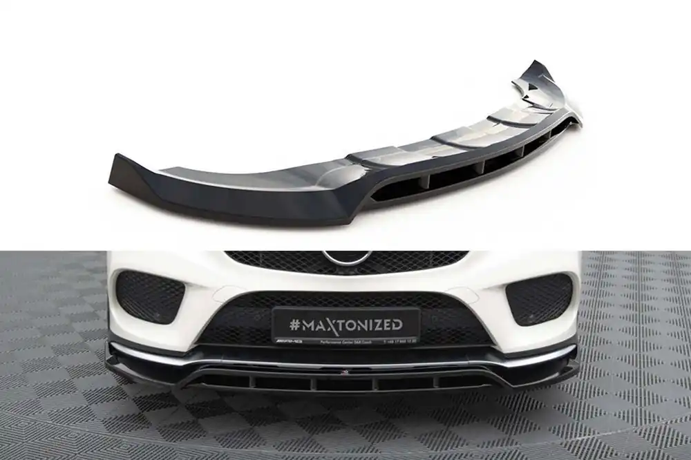 Transport gratuit Spoiler Maxton Design versiunea 2 potrivit pentru bara frontală a Mercedes GLE Coupe 43 A Design, A Design-Line C292 2015-2019, lac negru