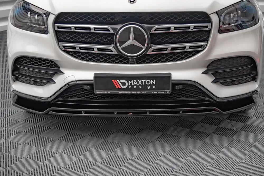 Noutate Spoiler Maxton Design potrivit pentru bara de protecție frontală A Design line pe Mercedes GLS X167 după 2019, culoare carbon