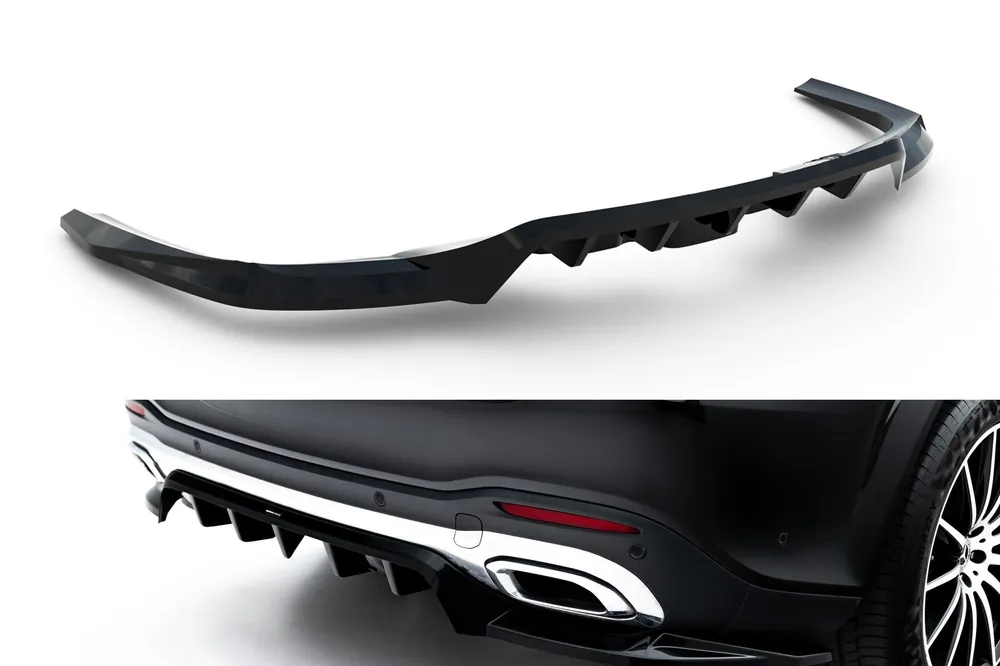 Transport gratuit Spoiler Maxton Design versiunea 2 potrivit pentru bara de protecție din spate A Design-Line pe Mercedes GLS A Design-Line X167 2019-2023, după 2023, lac negru