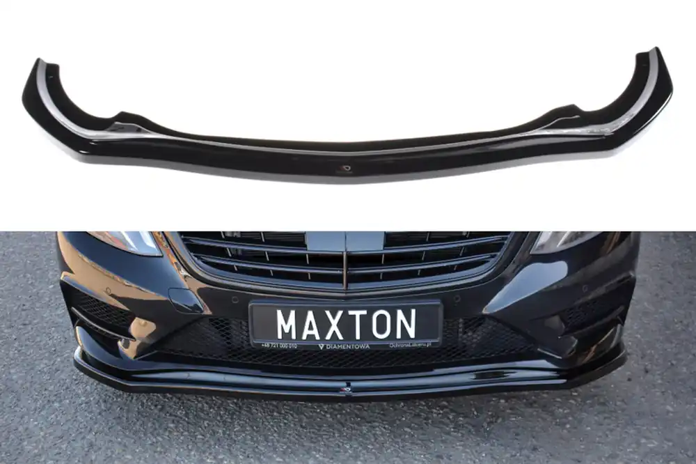 Spoiler Maxton Design potrivit pentru bara de protecție frontală A Design pe Mercedes S-Class W222 2013-2017, lac negru Cel mai vândut