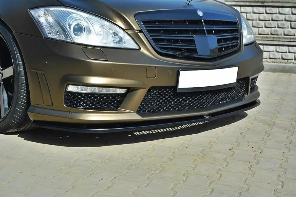 Preț promoțional Spoiler Maxton Design potrivit pentru bara de protecție frontală A Design pe Mercedes S-Class W221 2009-2013, lac negru