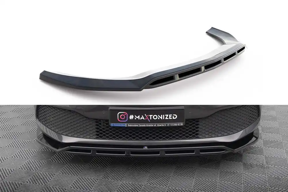 Spoiler Maxton Design versiunea 2 potrivit pentru bara de protecție frontală a Mercedes V-Class W447 după 2019, lac negru Doar azi
