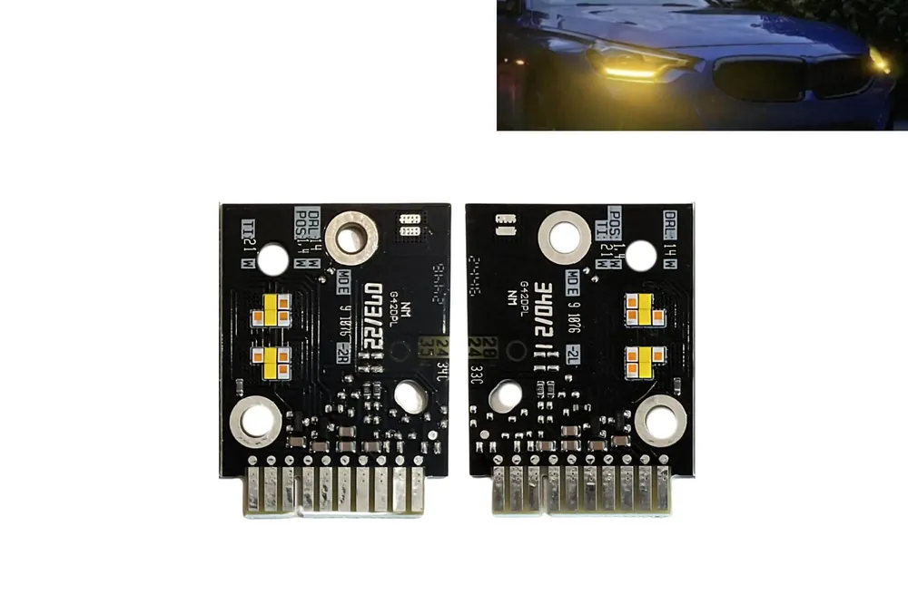 Plată sigură Kit de plăci modul 63115A043C1/3C2(Y) cu lumini DRL galbene în farul de versiune Low, potrivit pentru BMW Seria 2 G42, M2 G87 2022-2025, nu este potrivit pentru farurile Adaptive LED.