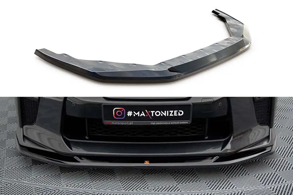 Cel mai vândut Spoiler Maxton Design versiunea 1 potrivit pentru bara frontală a Nissan GTR R35 2016-2022, lac negru
