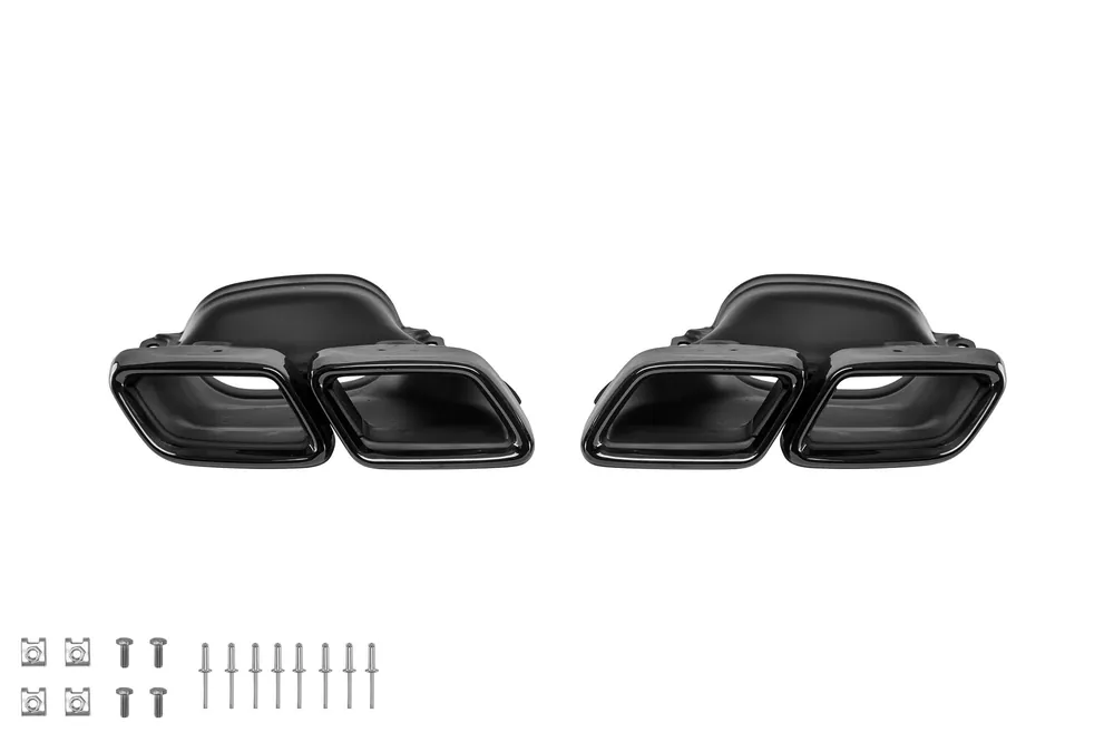 Ofertă de sezon Capace de evacuare de tip A Design negre, potrivite pentru Mercedes Clasa C W205 după 2013, Clasa E W213 după 2016