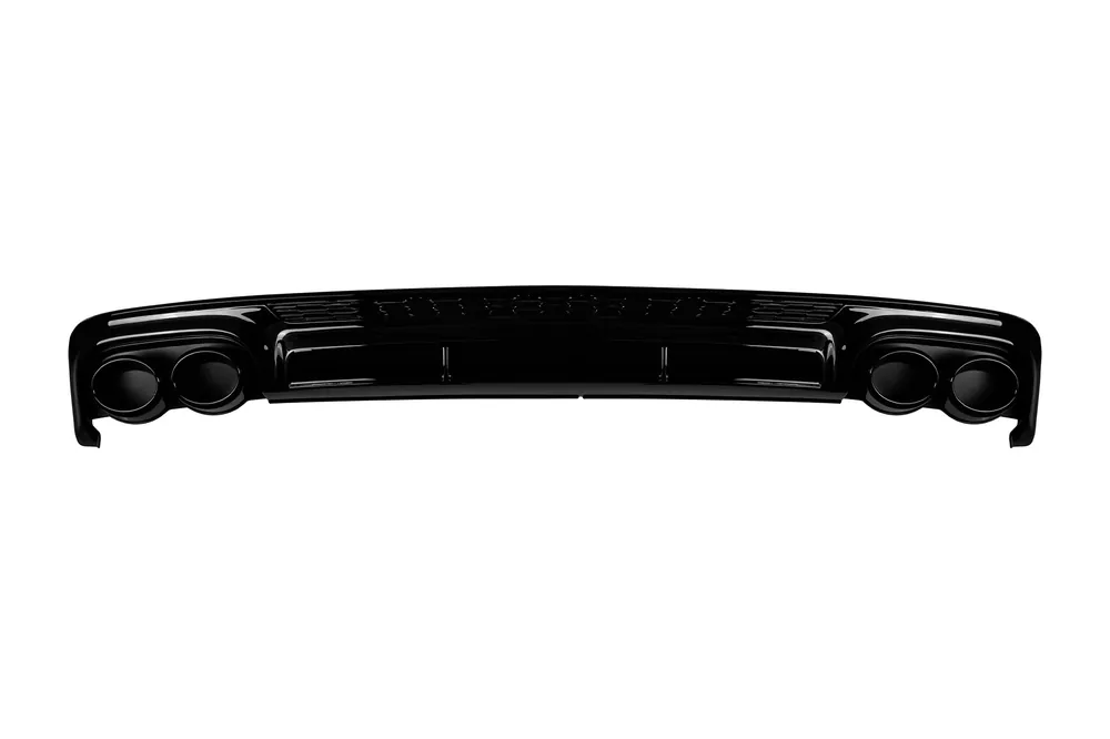 Comandă acum Difuzor tip S6 cu capete din plastic negru, potrivit pentru bara de protecție S-line din spate la Audi A6 sedan, break după 2018 -oo–oo-