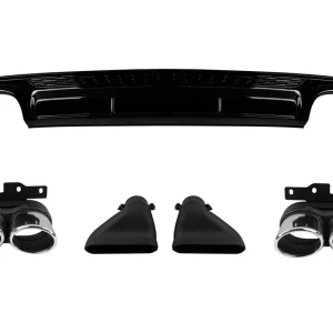 Super ofertă Difuzor tip S6 cu capace cromate potrivit pentru bara spate S-line pe Audi A6 sedan, break după 2018 -oo–oo-