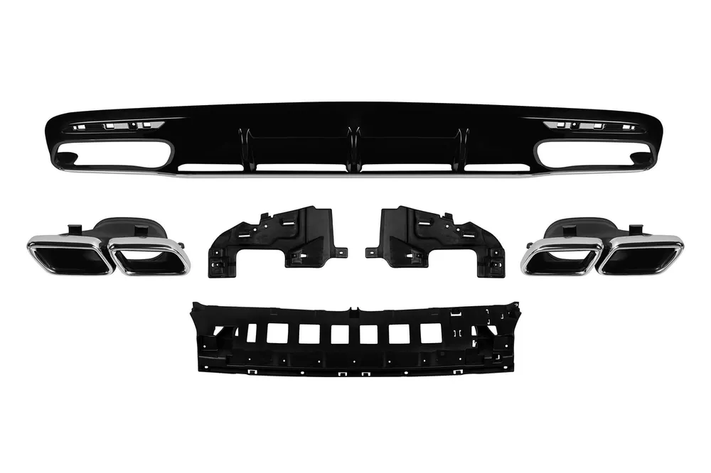 Livrare rapidă Difuzor tip S63 cu capace cromate potrivit pentru bara spate A Design pe Mercedes S-Class C217 coupe după 2014 -oo–oo-