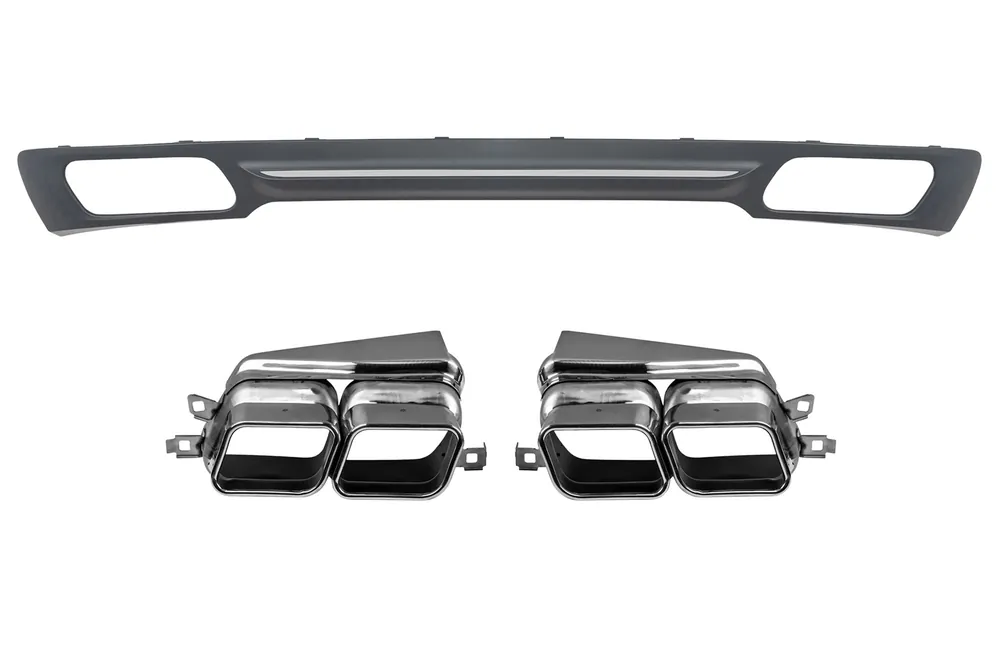 Difuzor tip 760i cu capete cromate potrivit pentru bara de protecție spate standard a BMW Seria 7 F01 2008-2015 -oo–oo- Ofertă de sezon