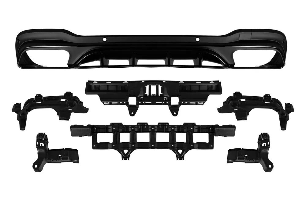 Difuzor tip 63 potrivit pentru bara din spate A Design line, GLC63, GLC43 a Mercedes GLC X253 2016-2022 -oo–oo-, cu garnitură neagră Reduceri