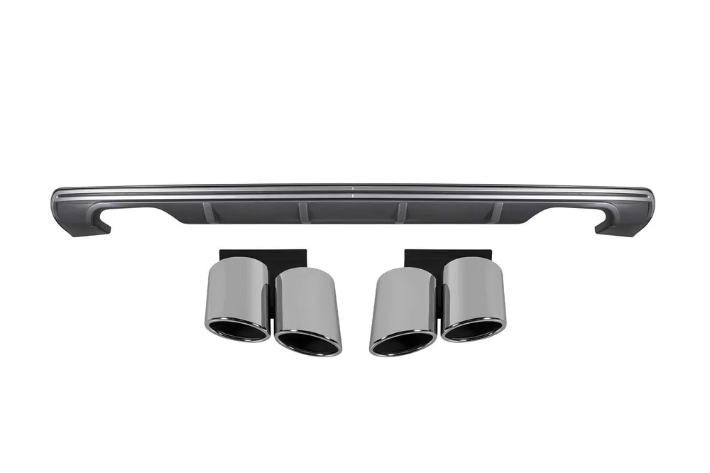Difuzor tip S3 cu capete cromate potrivit pentru bara spate standard a Audi A3 Sportback 2013-2016 -oo-oo- Popular