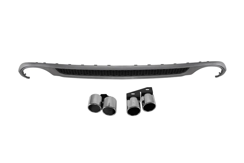 Difuzor tip S-line cu capete cromate potrivit pentru bara spate standard a Audi A4 sedan, break 2008-2011 -oo-oo- Livrare rapidă