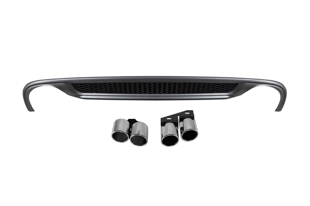 Ofertă exclusivă Difuzor tip S-line cu capete cromate potrivit pentru bara spate standard pentru Audi A4 sedan 2012-2015 -oo–oo-