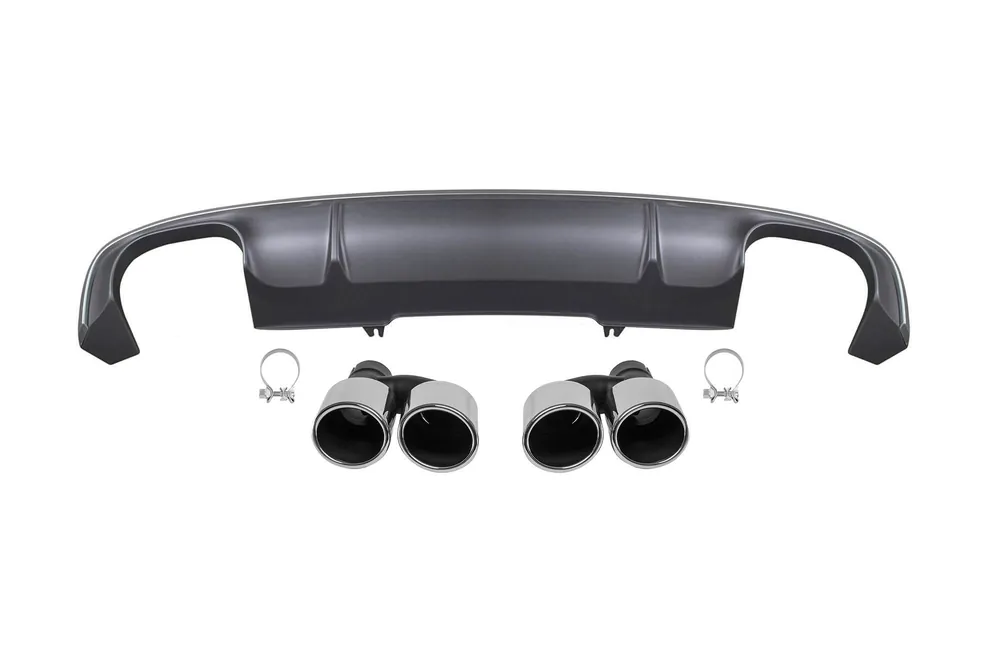 Livrare rapidă Difuzor tip S4 cu capete cromate potrivit pentru bara spate S-line pe Audi A4 B9 sedan, break 2015-2019 -oo–oo-