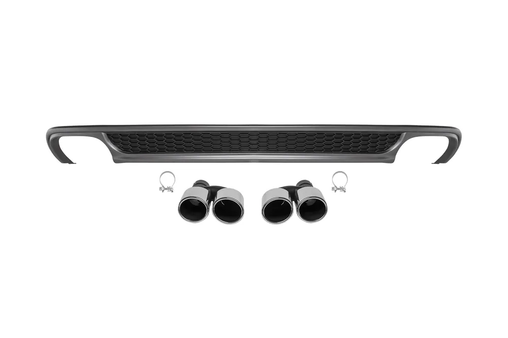 Difuzor tip S-line cu capete cromate potrivit pentru bara spate standard a Audi A6 sedan 2011-2015 -oo–oo- Comandă acum