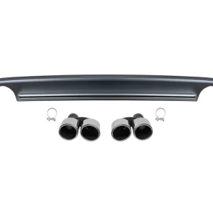 Ultima șansă Difuzor tip S6 cu capete cromate potrivit pentru bara spate standard pentru Audi A6 sedan, break 2012-2015 -oo–oo-