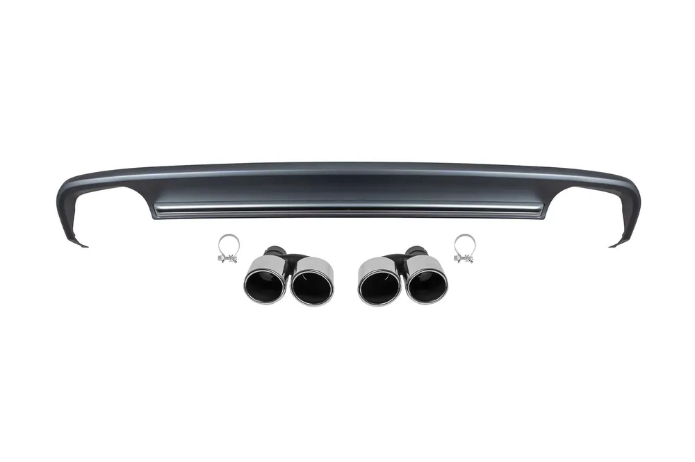 Ultima șansă Difuzor tip S6 cu capete cromate potrivit pentru bara spate standard pentru Audi A6 sedan, break 2012-2015 -oo–oo-