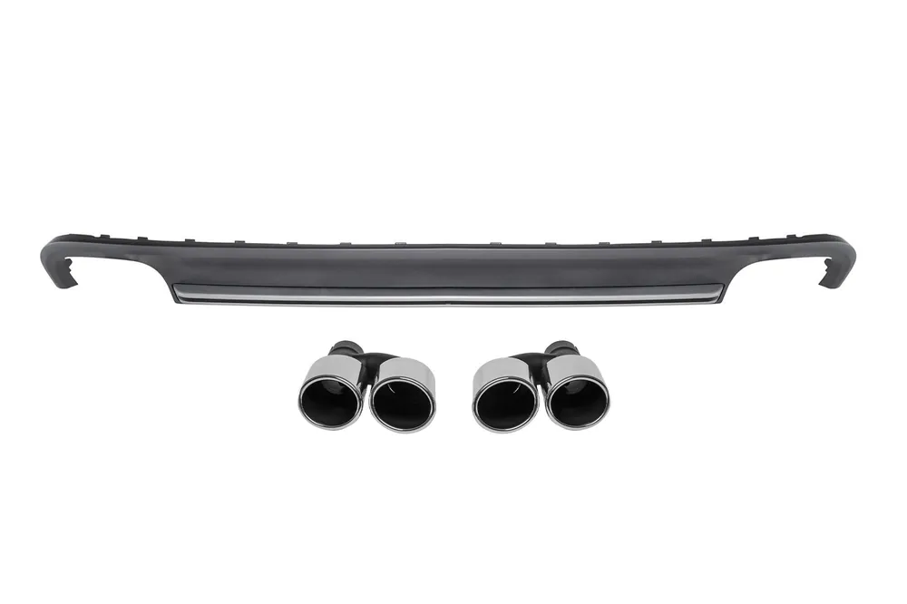 Premium Difuzor tip S7 cu capete cromate potrivit pentru bara spate standard a Audi A7 Sportback 2012-2015 -oo–oo-