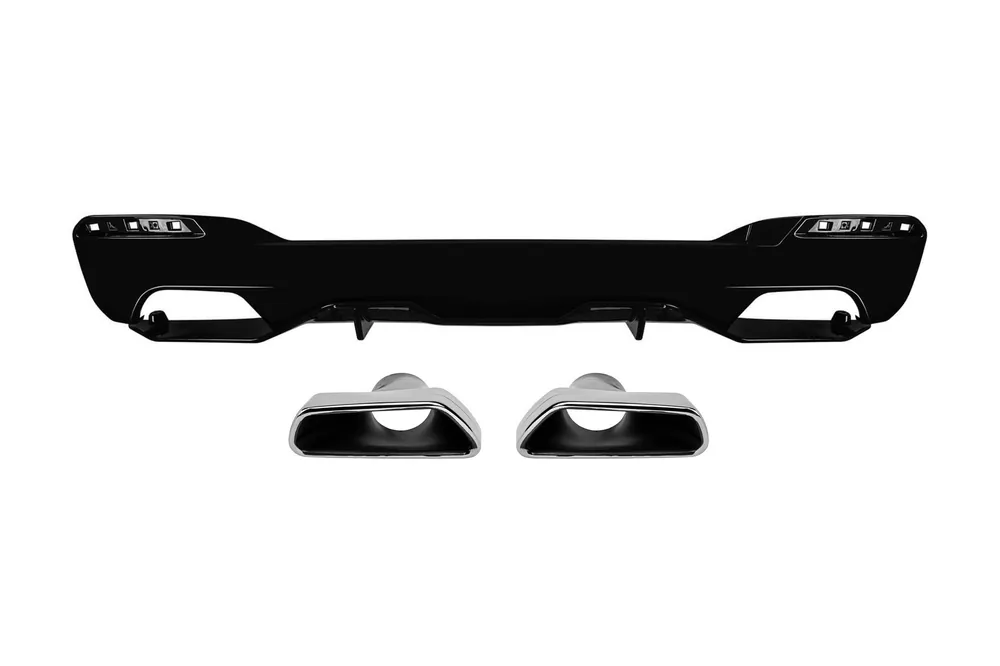 Difuzor tip M Performance Design Design cu capace cromate potrivit pentru bara spate M Technik pe BMW Seria 5 G30 sedan, G31 break 530, 540 după 2017 -oo–oo-, lac negru Ofertă de sezon