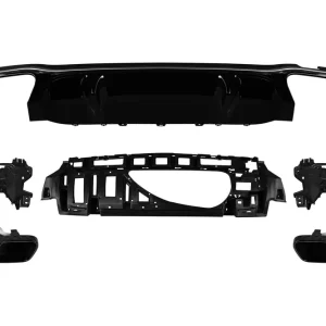 Ultima șansă Difuzor tip E63 GT cu capace negre pentru bara spate A Design potrivit pentru Mercedes E-Class W213 după 2021 -oo–oo-, garnitură cromată