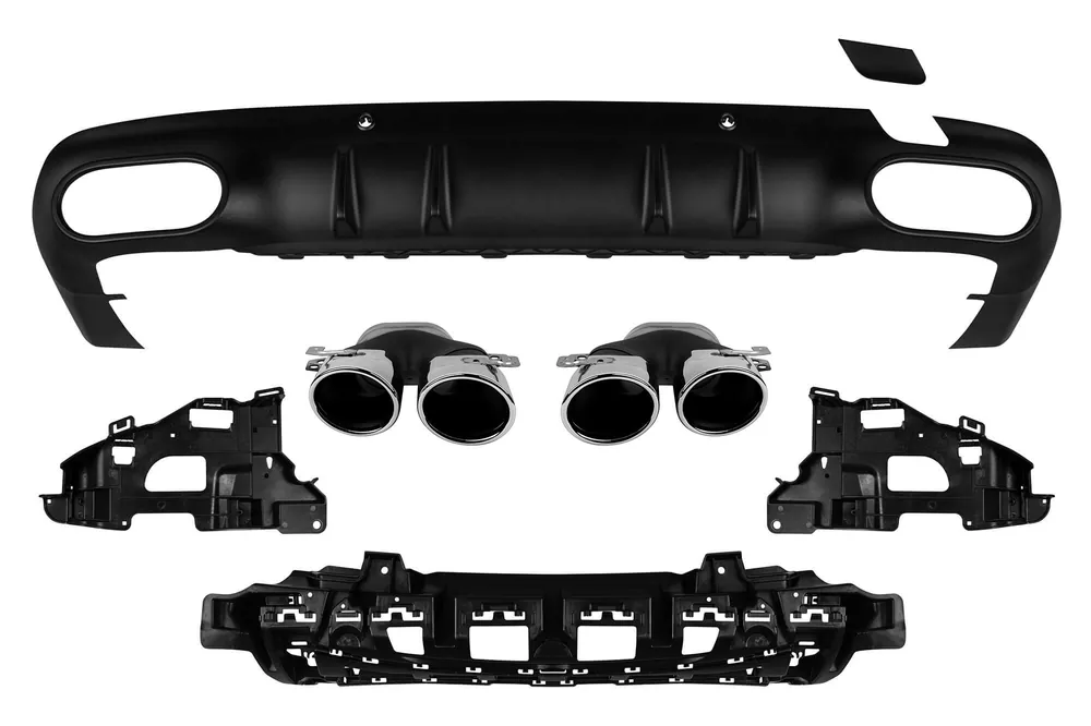 Difuzor tip CLS53 cu capete cromate potrivit pentru bara de protecție spate A Design pe Mercedes CLS C257 după 2018 -oo–oo- Chilipir