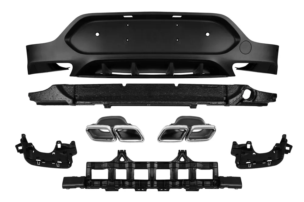 Cumpărături sigure Difuzor tip GLC63 cu capace cromate potrivit pentru bara spate A Design pentru Mercedes GLC Coupe C253 2016-2022 -oo–oo-