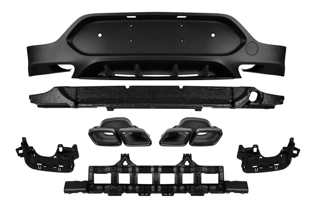 Difuzor tip GLC63 cu capace negre potrivit pentru bara spate A Design pe Mercedes GLC Coupe C253 2016-2022 -oo–oo- Livrare gratuită