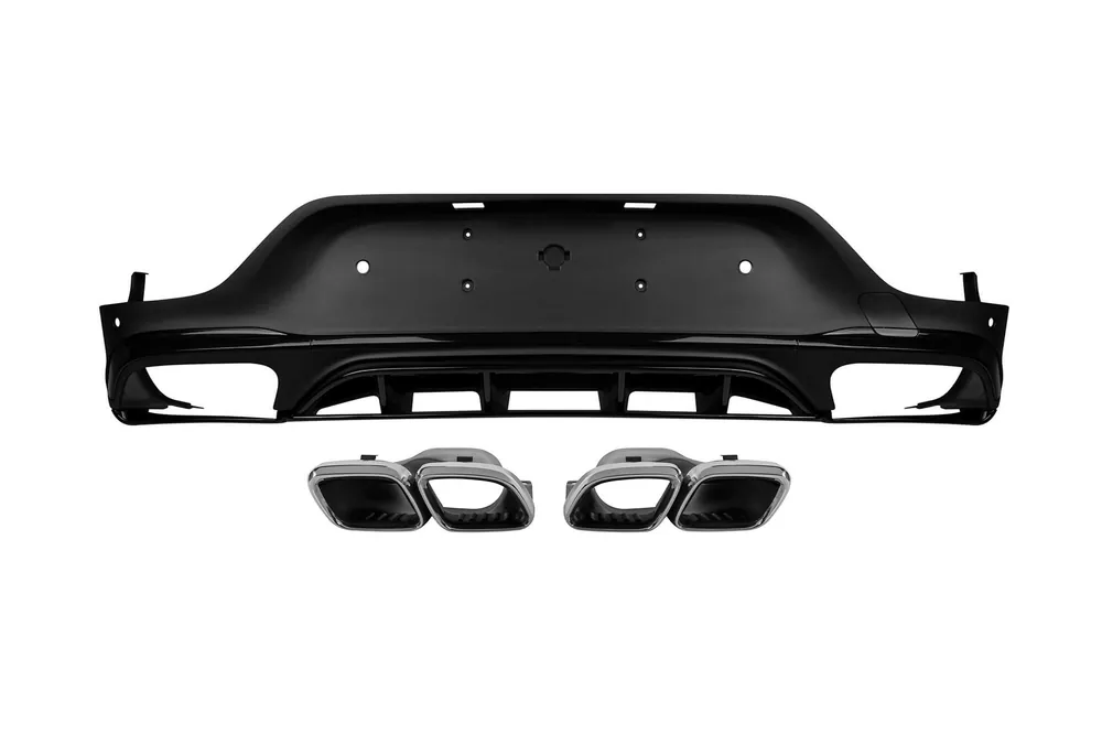 Difuzor tip GLC63 cu capace cromate pentru bara spate A Design potrivit pentru Mercedes GLC Coupe C253 2016-2022 -oo–oo-, cu garnitură neagră Livrare gratuită