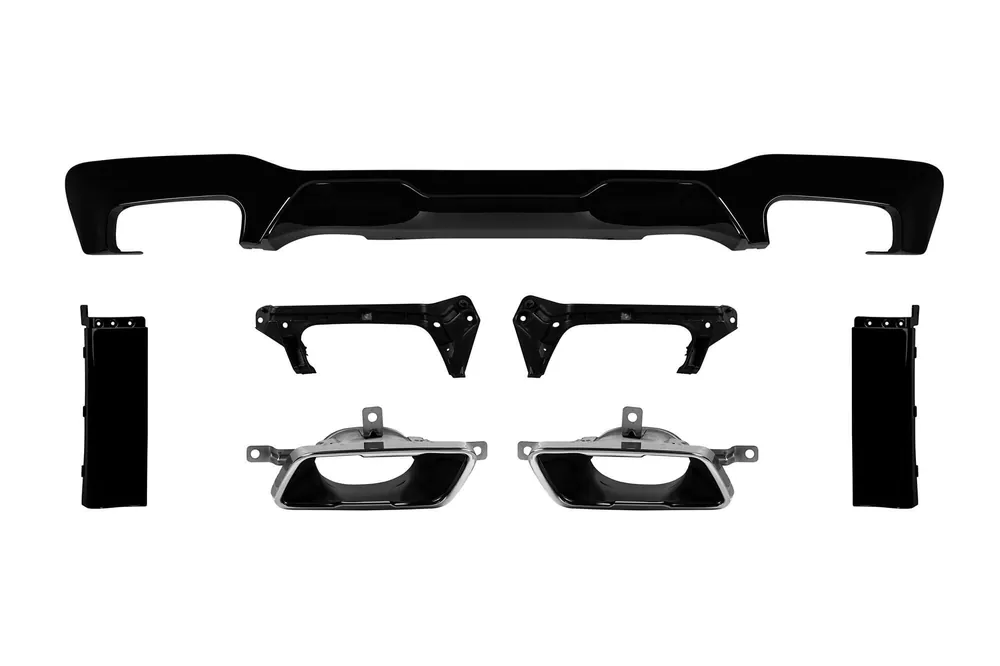 Difuzor tip M235i cu capete cromate potrivit pentru bara spate M a BMW Seria 2 F44 Gran Coupe după 2020, lac negru -oo–oo- Cel mai vândut