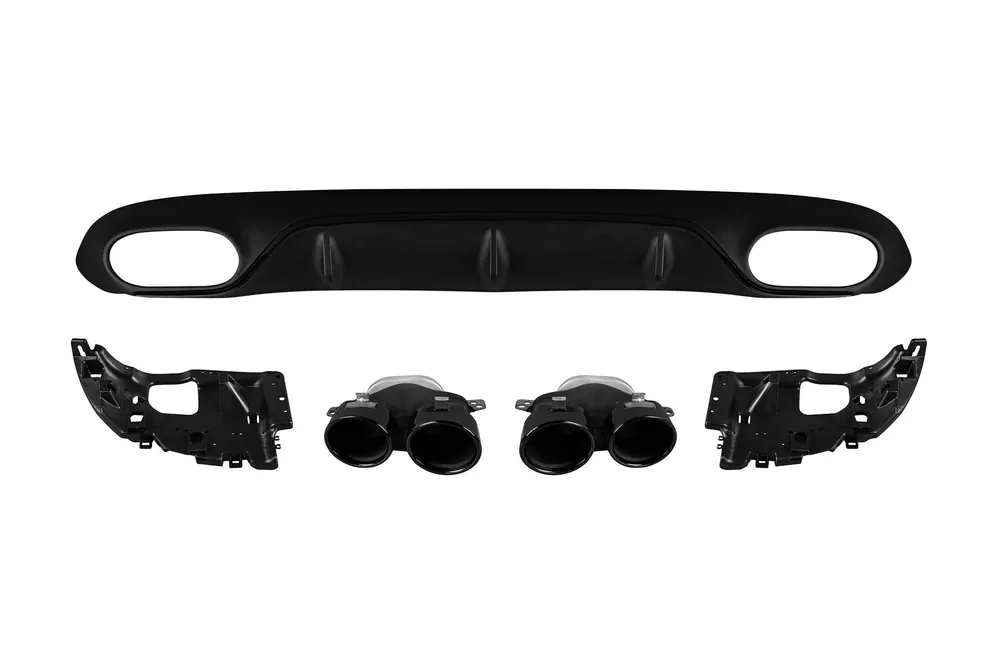 Plată sigură Difuzor tip E53 A Design cu capete negre, potrivit pentru bara spate A Design pe Mercedes E-Class C238 coupe după 2017 -oo–oo-