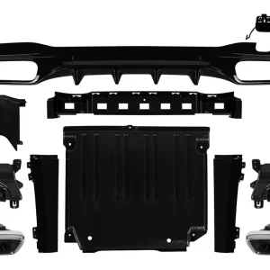 Calitate înaltă Difuzor tip C63 cu capace cromate potrivit pentru bara spate A Design la Mercedes C-Class W206 după 2021, -oo–oo-, lac negru